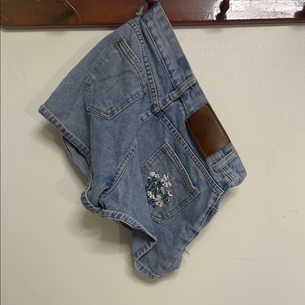 Embroidered Denim Shorts